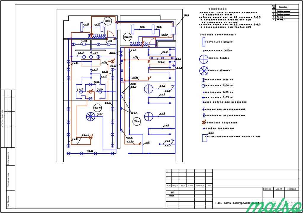 Исполнительная схема электромонтажных работ