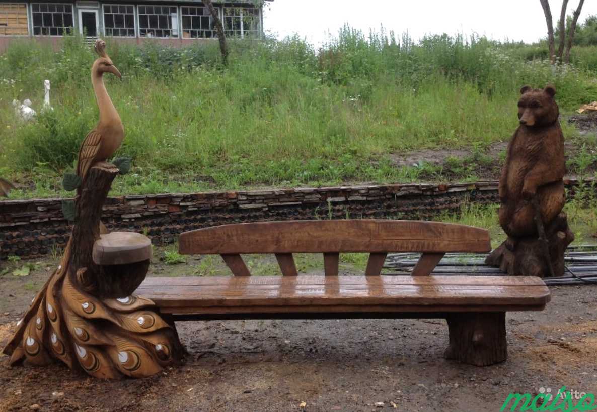 Парковая скульптура и мебель из дерева в Москве. Фото 6
