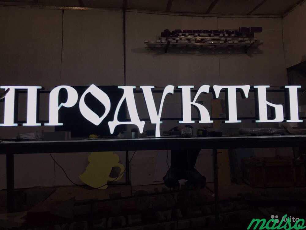 Вывеска Продукты с подсветкой 30 см в Москве. Фото 3