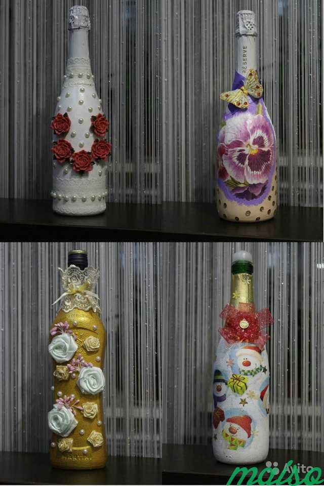 Декупаж и декор бутылок в Москве. Фото 4