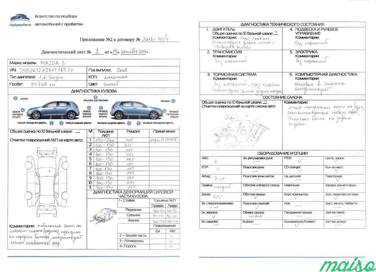 Проверка авто диагностическая карта