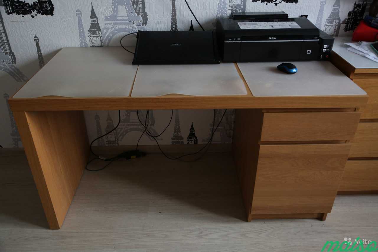 мальм письменный стол с выдвижной панелью белый 151x65 см