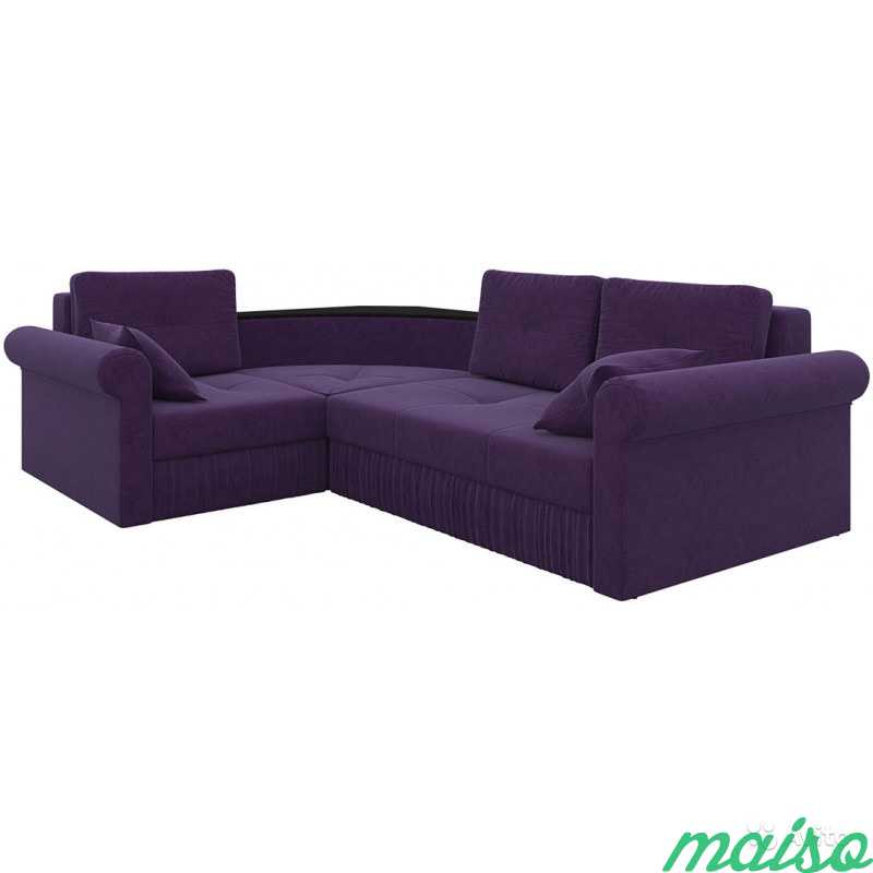 Угловой диван юта (вельвет фиолетовый) в Москве. Фото 1