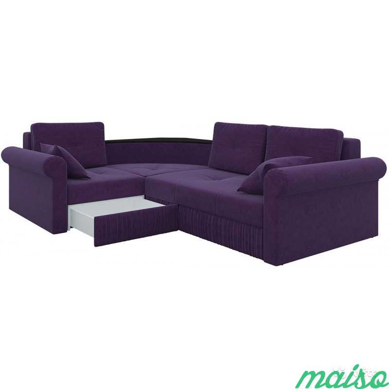 Угловой диван юта (вельвет фиолетовый) в Москве. Фото 2
