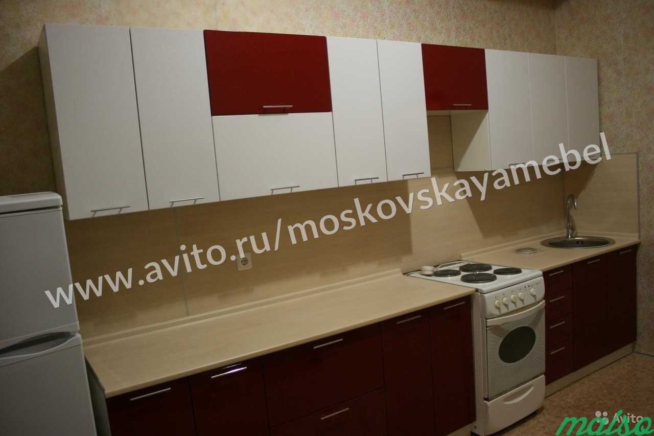 Кухня 3.7 м Валерия-м гранатовый/белый металлик в Москве. Фото 1