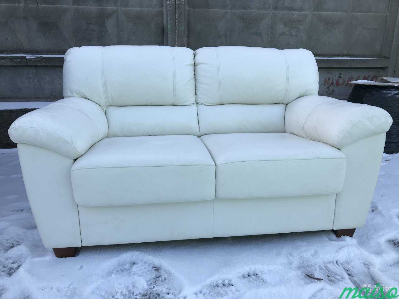 Кожаный диван белого цвета, Финский в Москве. Фото 2