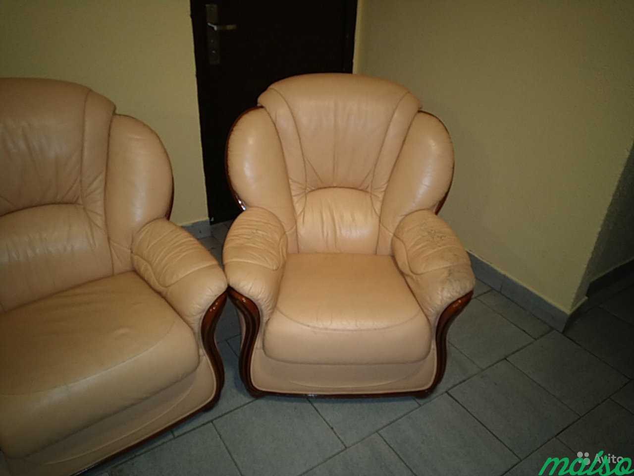 Диван-раскладушка,кресло(натуральная кожа, Италия) в Москве. Фото 2