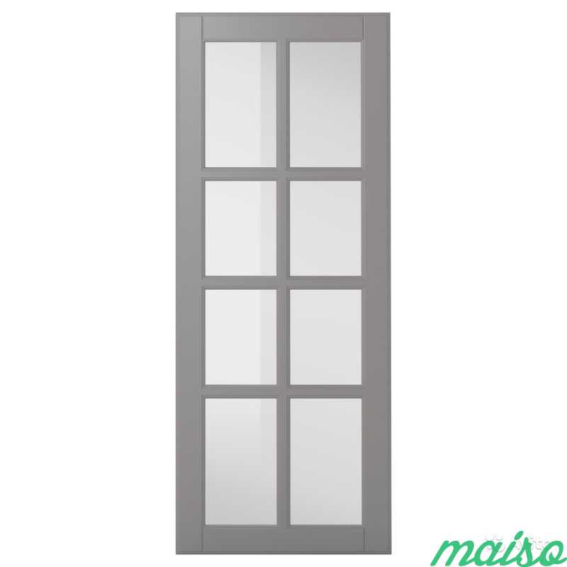Фасады Будбин серый дверь со стеклом 30х100 в Москве. Фото 1
