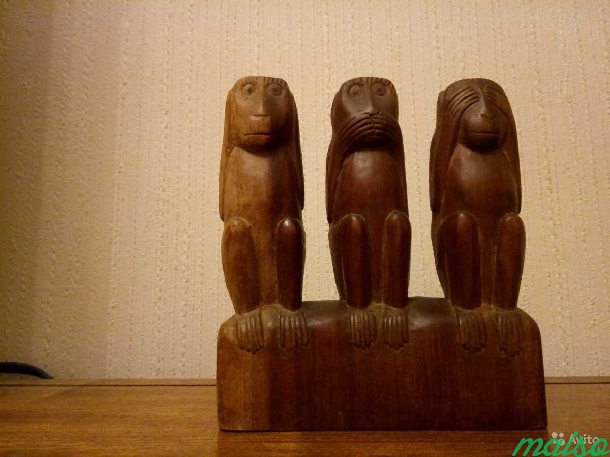 Статуэтка деревянная Три обезьянки в Москве. Фото 1