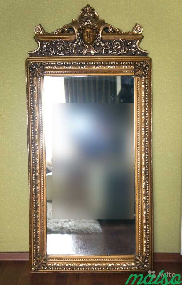 Роскошное антикварное зеркало в резной раме в Москве. Фото 1