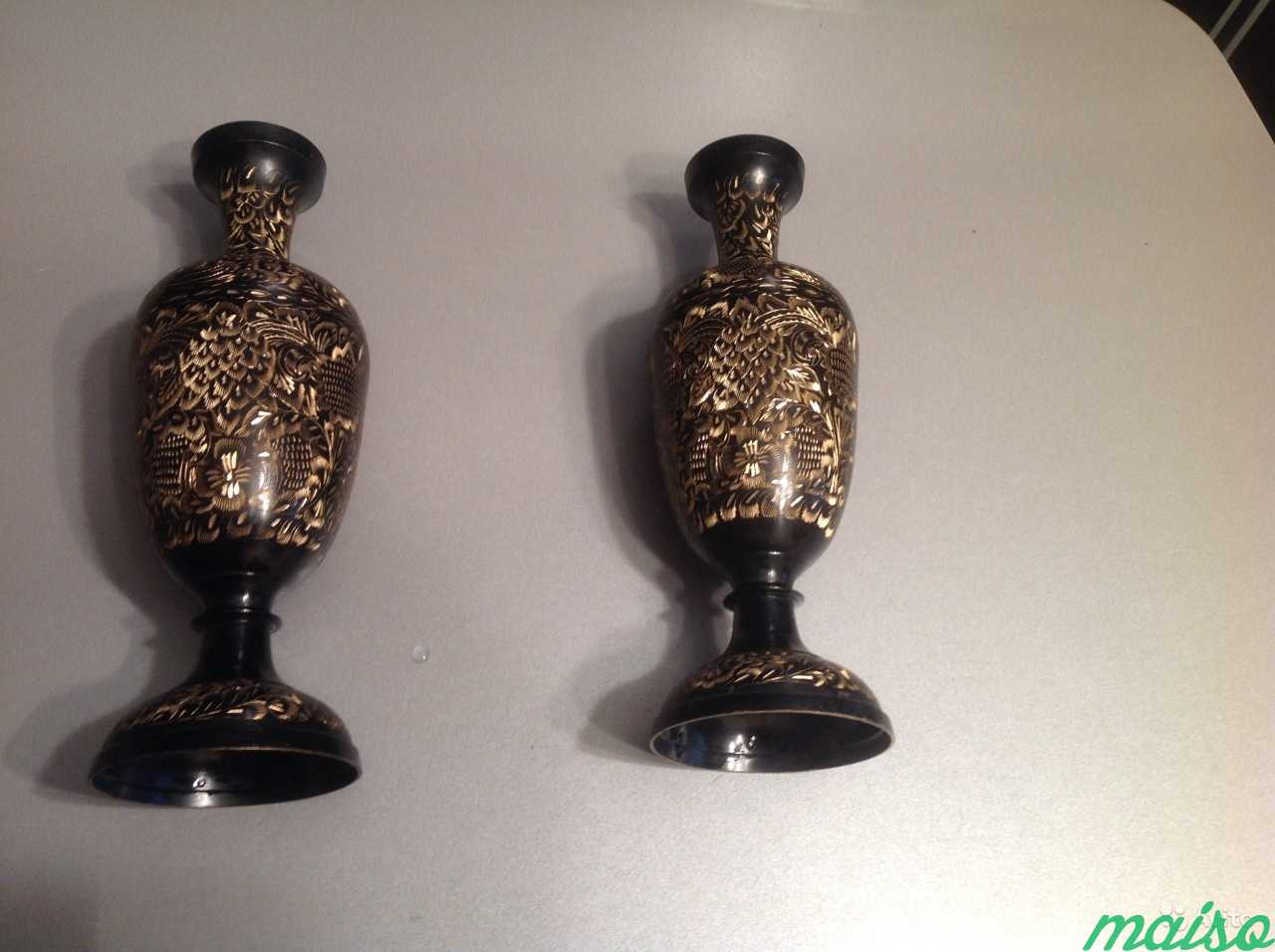 Две грузинские вазы ручной чеканки антиквариат в Москве. Фото 1
