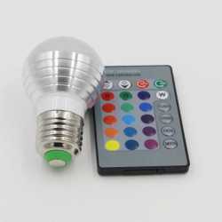 Многоцветная лампа LED BALL RGB 3W E27 с пультом управления