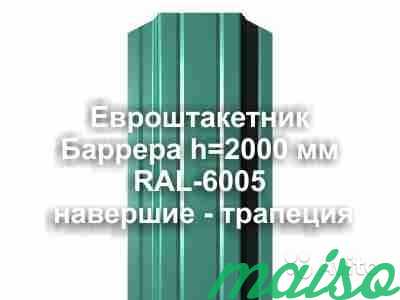 Евроштакетник Barrera 2.0 м RAL 6005 1-сторонн в Москве. Фото 1