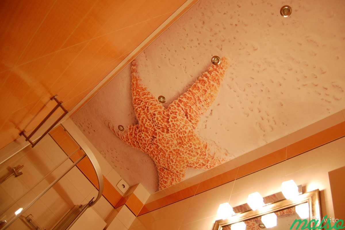 Натяжной потолок в ванную и туалет в Москве. Фото 7