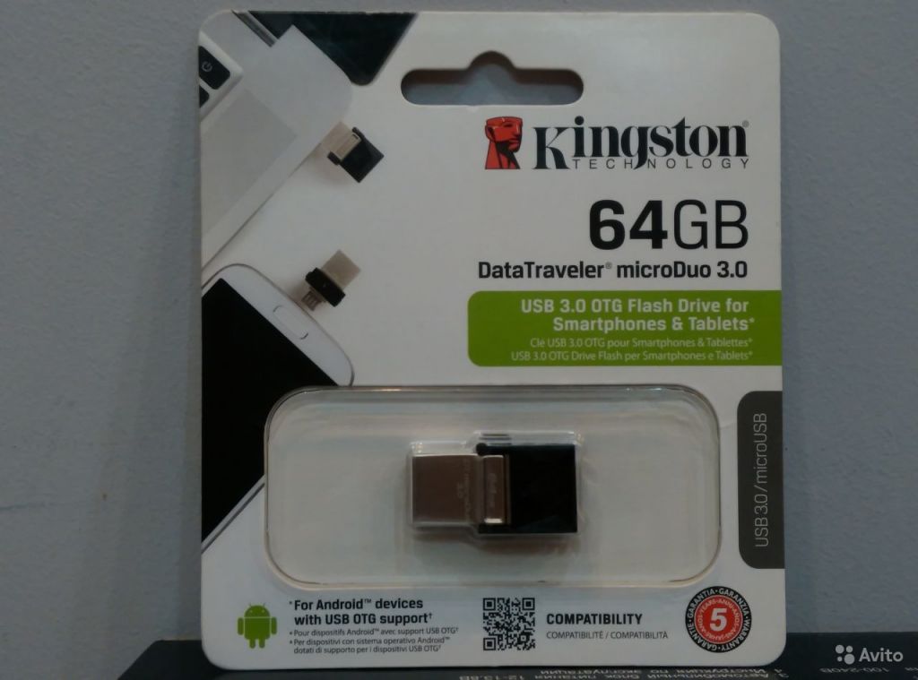 Kingston DataTraveler microDuo 64GB USB 3.0 в Москве. Фото 1