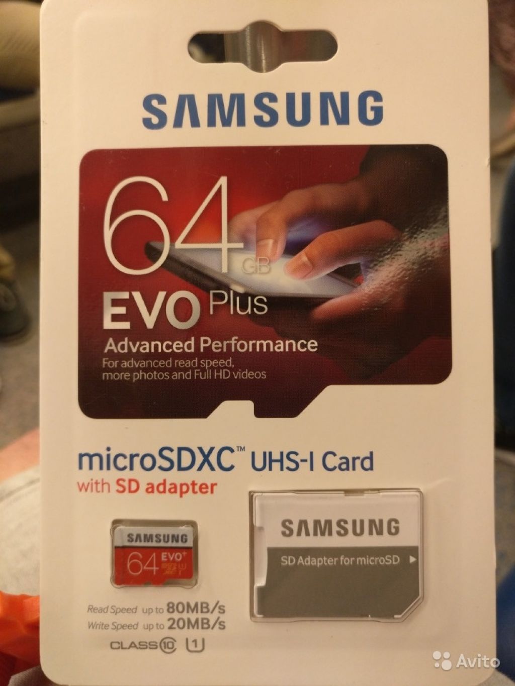 SAMSUNG Evo+ 64GB micro sdxc UHS-I Card 80MB/s в Москве. Фото 1