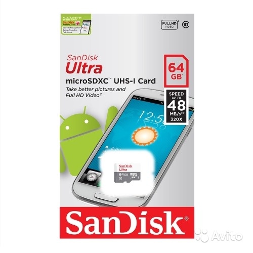 Sandisk microsdxc 10 class UHS-I Ultra 64GB в Москве. Фото 1