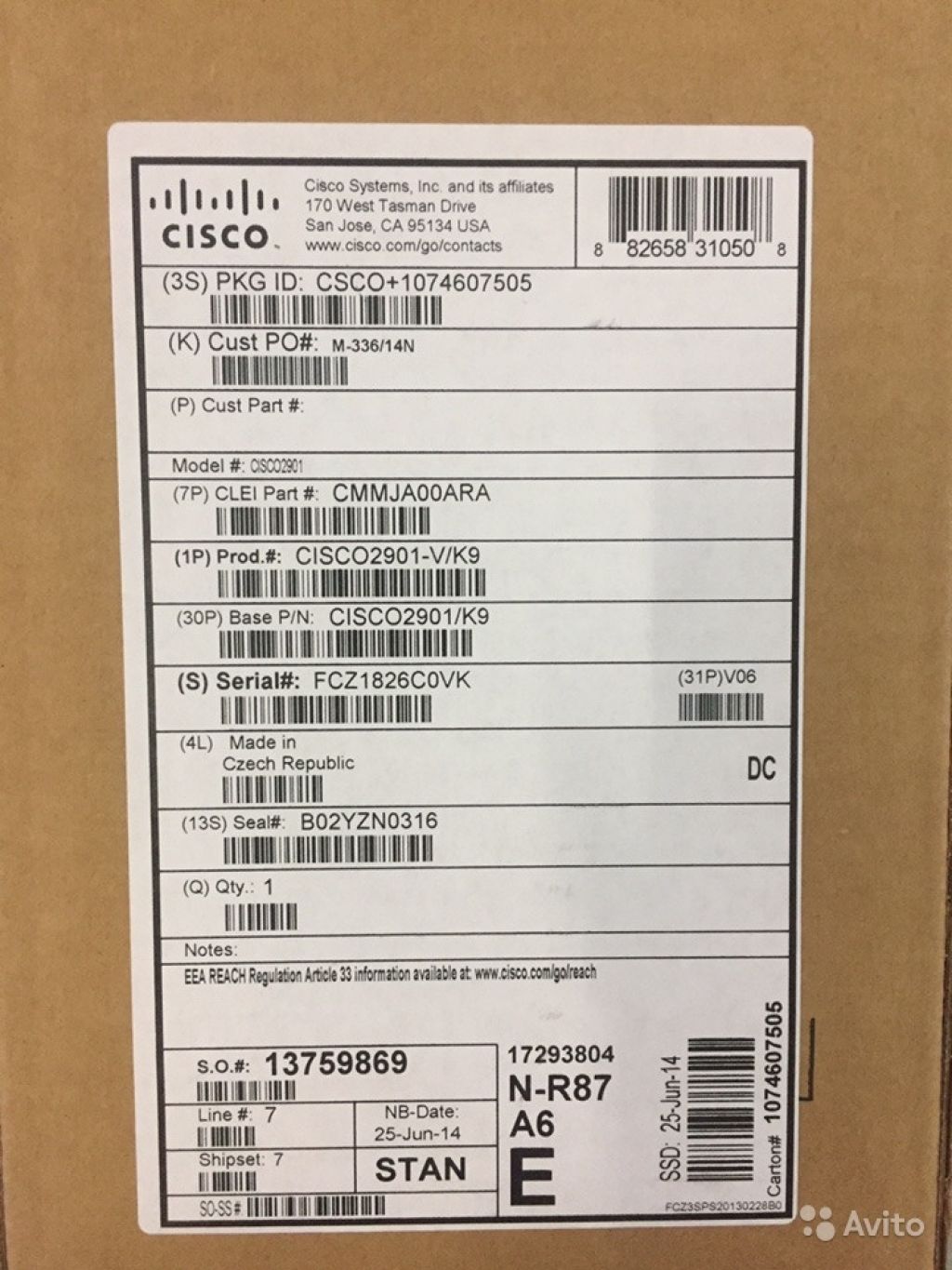 Новый маршрутизатор Cisco 2901-v/k9 в Москве. Фото 1