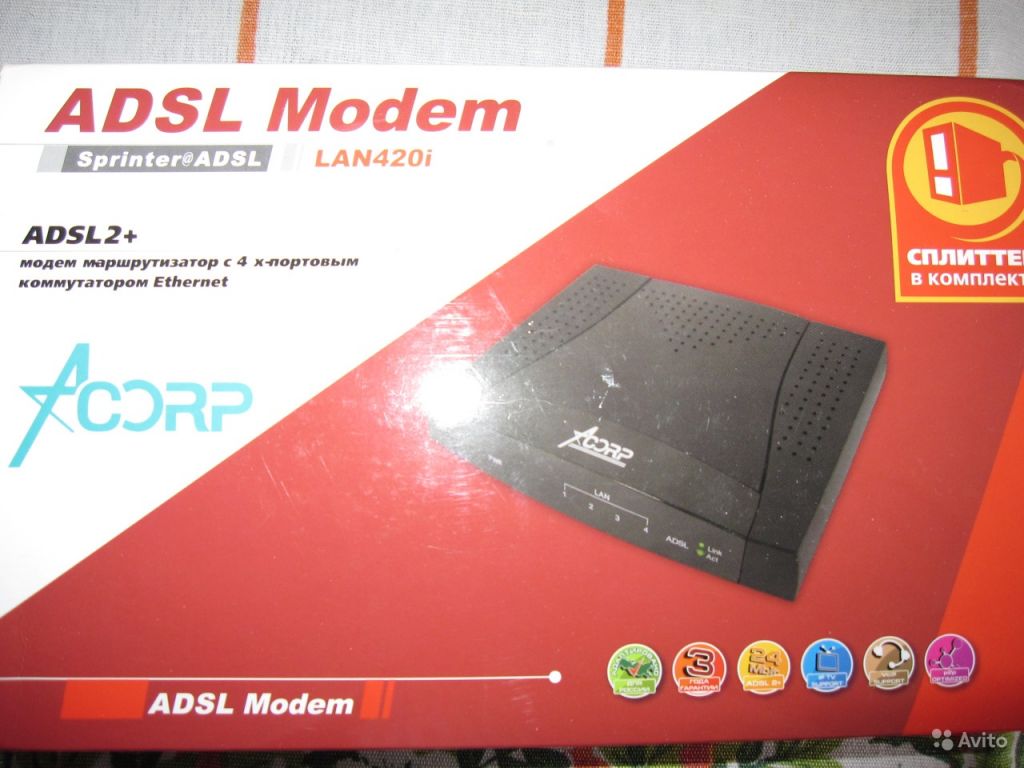 Модем DSL Acorp 'sprinteradsl LAN420i' (LAN) в Москве. Фото 1