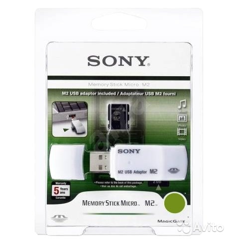 Memory Stick Sony Micro M2 4Gb + адаптер USB в Москве. Фото 1