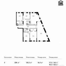Продам квартиру в новостройке ЖК Vander Park (Вандер Парк) , Владение 101 5-к квартира 228 м² на 2 этаже 19-этажного монолитного дома , тип участия: ДДУ