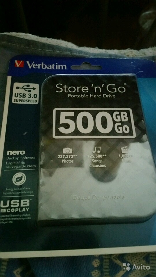 Новый Verbatim 2.5 дюйма 500GB USB 3.0 в Москве. Фото 1