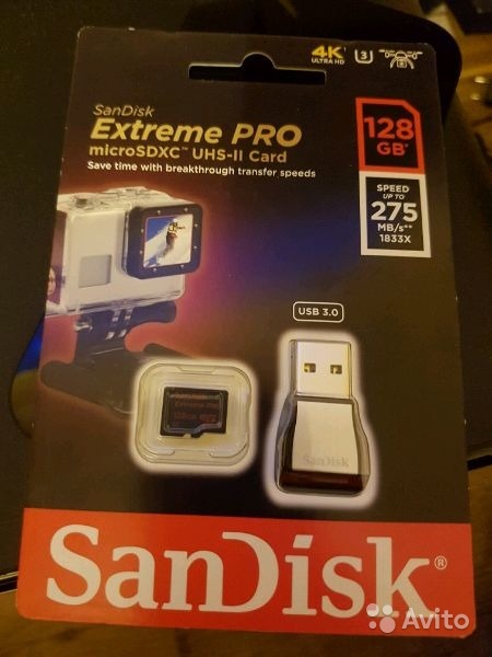 Флешка SanDisk Extreme Pro microsdxc 128gb в Москве. Фото 1