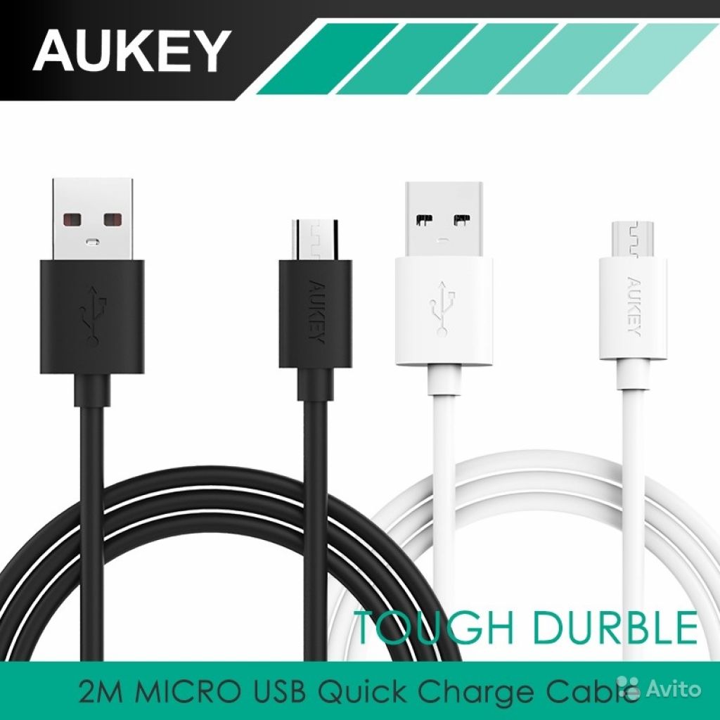 Оригинальные кабеля Aukey - Micro USB - 1м / 2м в Москве. Фото 1