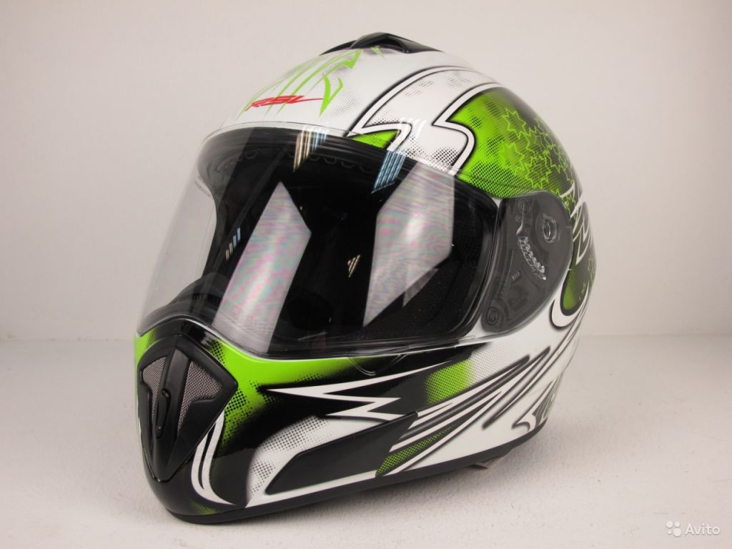 Шлем RSV Racer Dust бело-зеленый в Москве. Фото 1