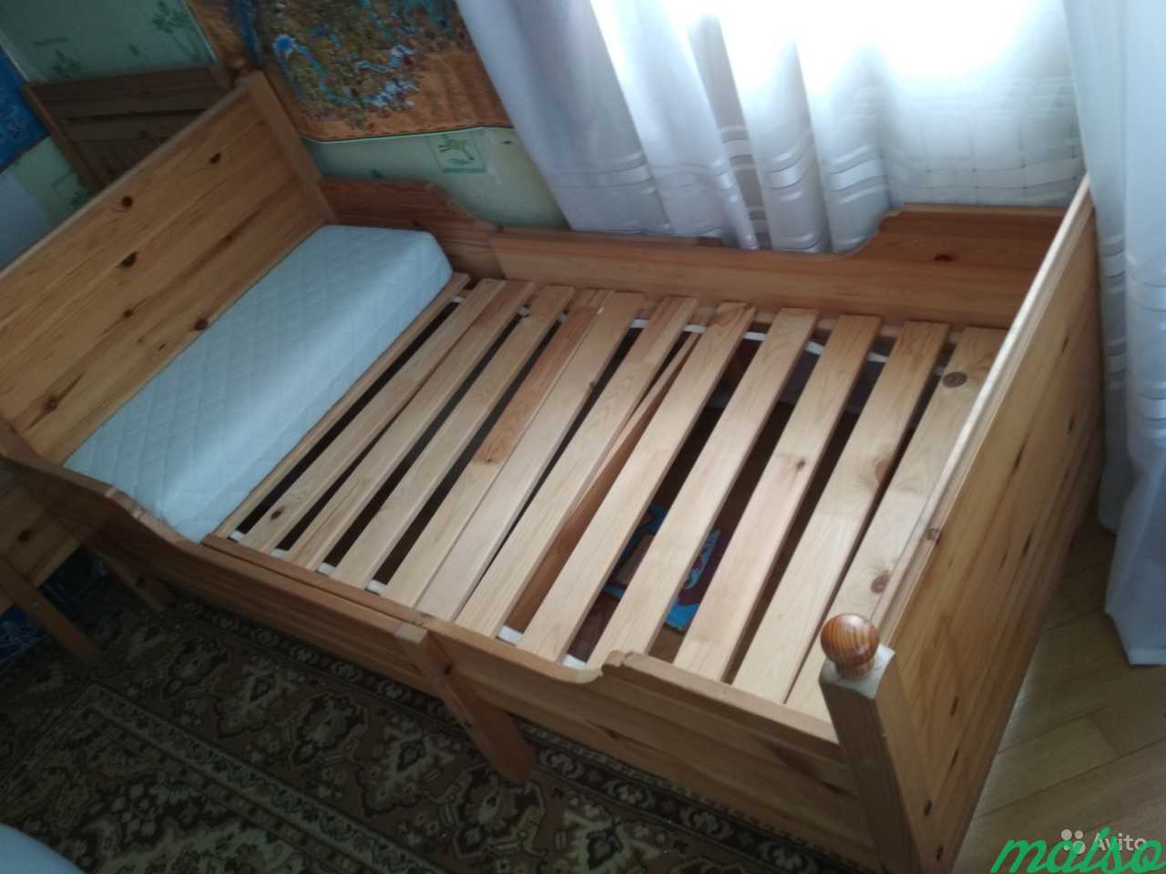 Кровать икеа дет массив сосны бу + матрас в Москве. Фото 4