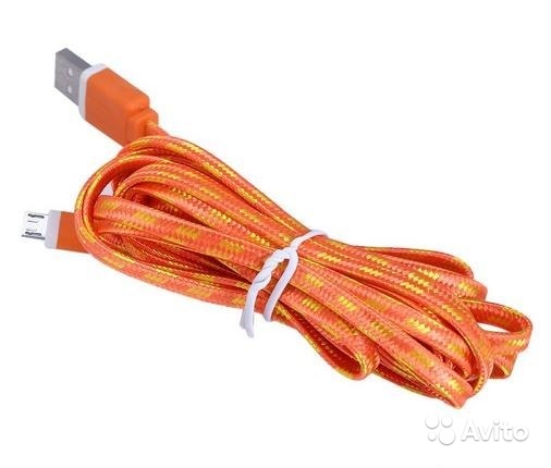 Зарядка кабель в оплетке micro USB 2-3метра в Москве. Фото 1