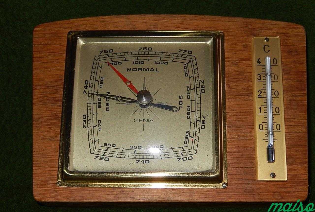 Старинный барометр с термометром, Германия в Москве. Фото 3