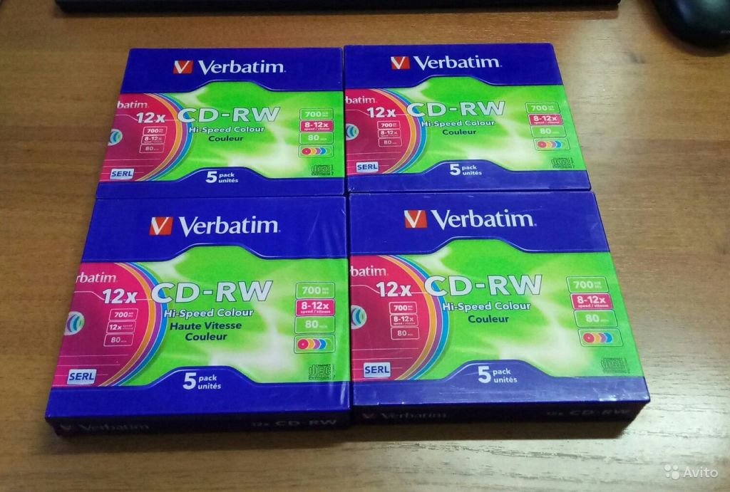 Упаковка дисков CD-RW Verbatim 700Mb 12x Slim case в Москве. Фото 1