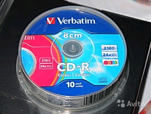 Диски CD-R Verbatim 80mm 210 mb болванки шпиндель в Москве. Фото 1